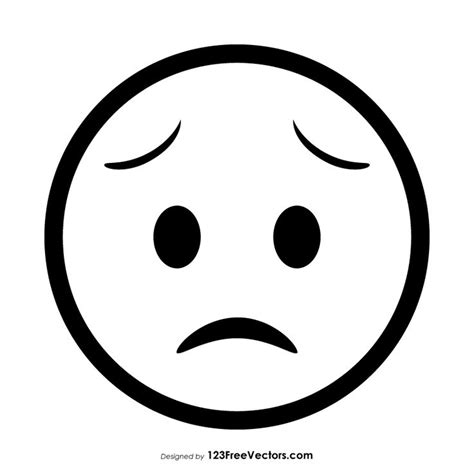 Worried Face Emoji Outline Emoji Drawing Emoji Coloring Pages