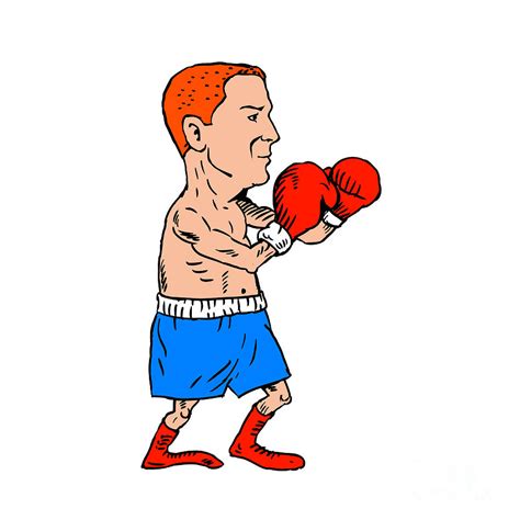 Boxer Fighting Stance Cartoon Digital Art By Aloysius Patrimonio Fine