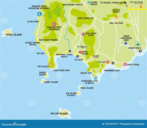 Mappa Turistica Del Ao Nang Illustrazione Vettoriale Illustrazione Di