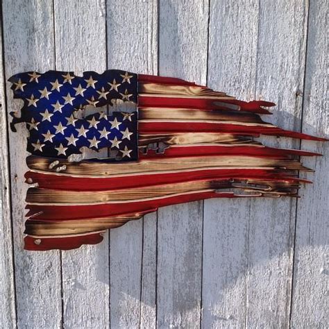 Wood American Flag Wall Hanging