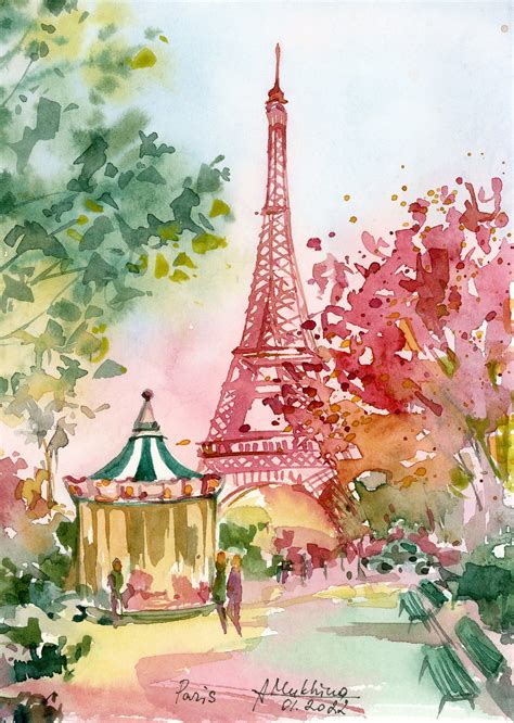 Paris Poster Watercolor Art Print Wall Art From Original Etsy Canada