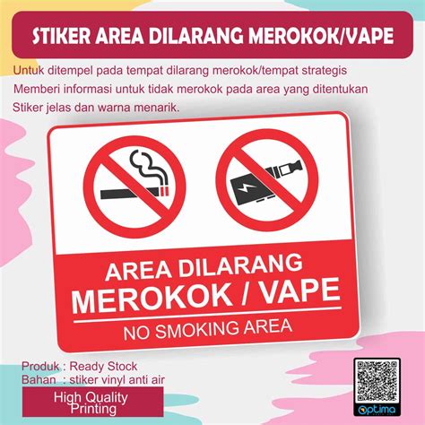 Jual Stiker Area Dilarang Merokok Dan Vape Ukuran X Cm Indonesia Shopee Indonesia