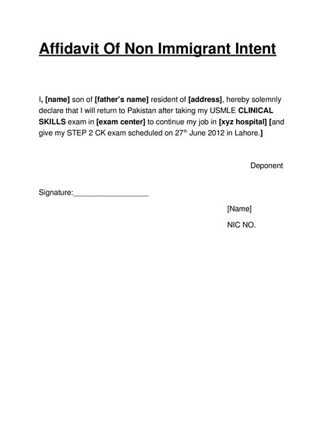 DOCX Affidavit Of Non Immigrant Intent DOKUMEN TIPS