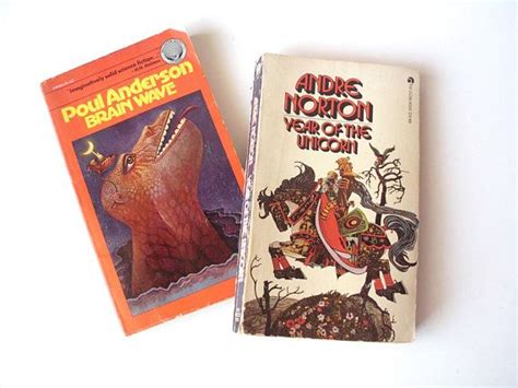 Vintage Lot Of Two Science Fiction Books Poul Anderson Brain Wave And