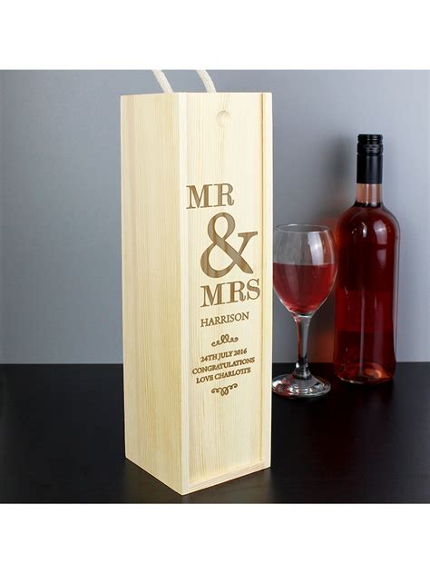 Personalised Couples Wooden Wine Bottle Box Novelties Parties Direct Ltd
