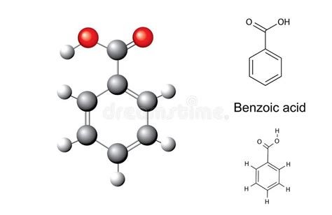 Struttura 3d Di Acido Benzoico Un Solido Cristallino Incolore