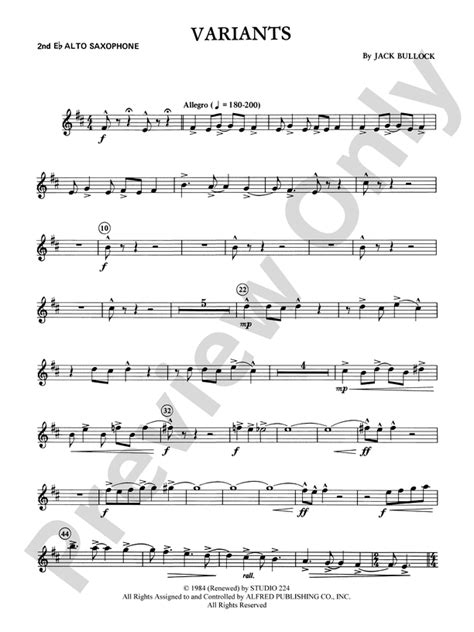 Variants 2nd E Flat Alto Saxophone 2nd E Flat Alto Saxophone Part
