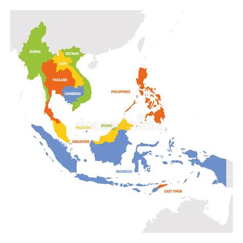 Southeast Asia Region Map Of Countries In Southeastern Asia Stock