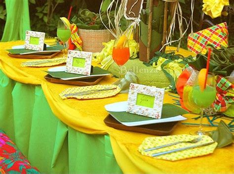 Pinterest Caribbean Party Caribbean Jamaican Inspired Beach Table Setting In Bright Tropical