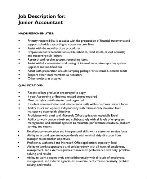 Free 8 Sample Accounting Job Description Templates In Pdf