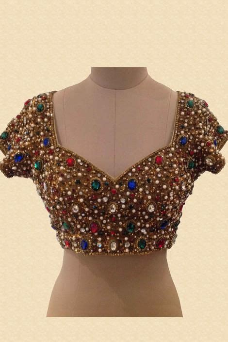Jewelled Blouse With Multi Coloured Stones Saree Saree Designs Statement Blouse