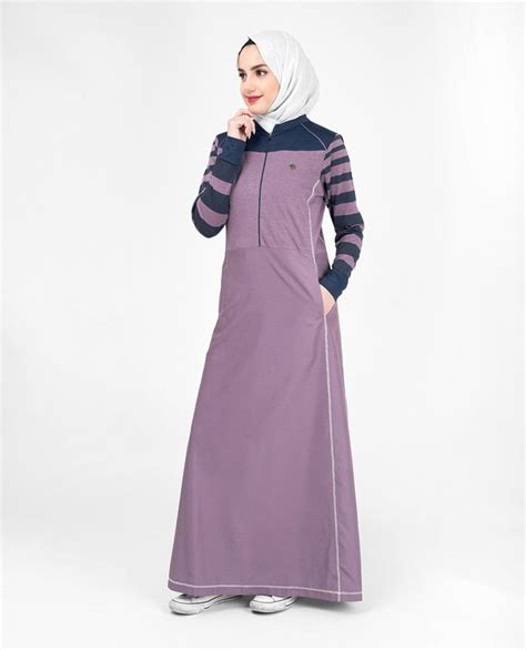 Striper Contrast Arm Casual Jilbab Casual Abaya Dresses Casual