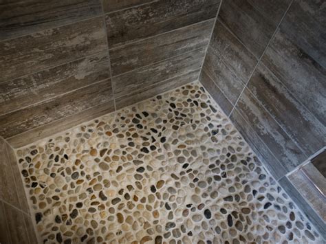 See more ideas about bathrooms remodel, bathroom design, stone shower. Riverstone Shower Floor in Mid Century Style | Roy Home Design
