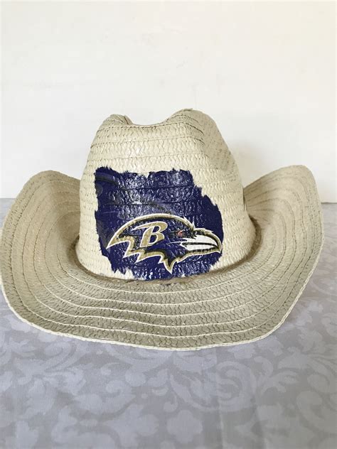 Ravens Floppy Straw Cowboy Hat, Baltimore Ravens Straw Hat, Baltimore Ravens Cowboy Hat, Ravens 