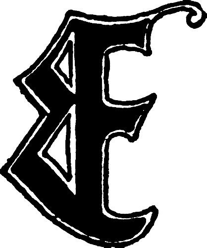 Calligraphic Letter E In 15th Century Gothic Style