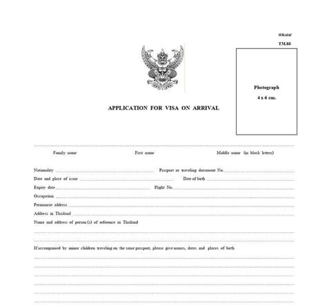Visa On Arrival In Thailand Download Enth Application Form