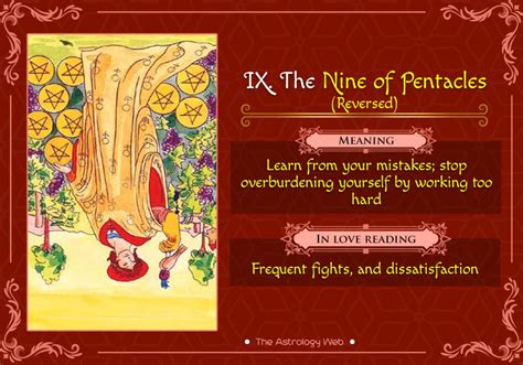 A detailed list of all 78 tarot card meanings organized by suit, with short keywords. The Nine of Pentacles Tarot | The Astrology Web