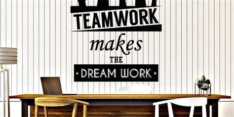 Cool Vinyl Decal Wall Sticker Office Quote Teamwork Makes The Dreamwor — Wallstickers4you