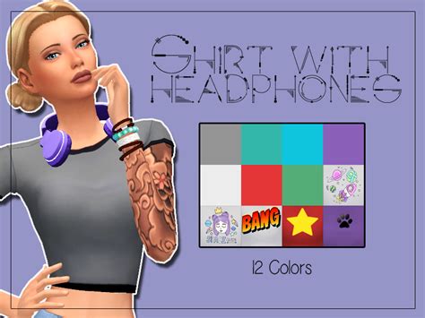 Sims 4 Cc Maxis Match Shirt With Headphones Made With A Mesh Of The