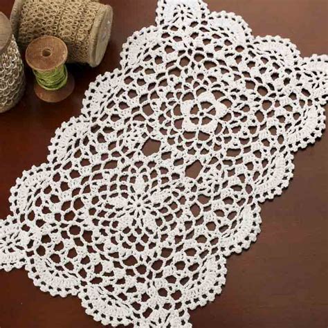 Rectangular White Crocheted Doily Crochet And Lace Doilies Home