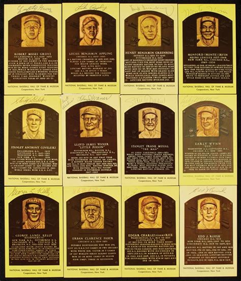 Lot Detail Signed Yellow Hof Plaque Postcards Group With Greenberg