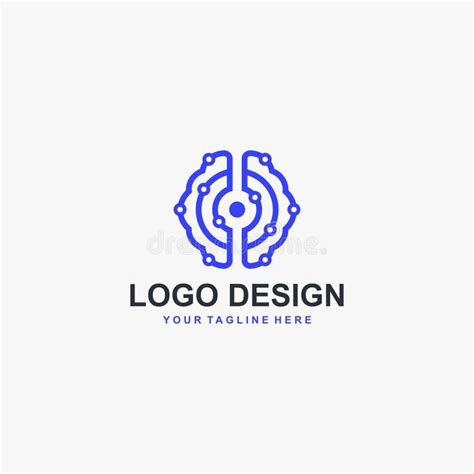 Artificial Intelegent Logo Design Vector Brain Digital Technology