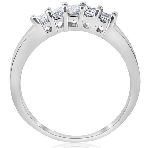12ct Princess Cut Diamond Curved Wedding Ring Enhancer 14k White Gold