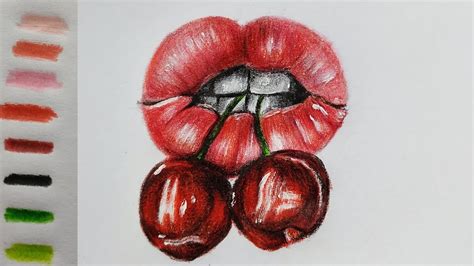 Realistic Lips Drawing How To Draw Cherry Lips How To Draw Glossy