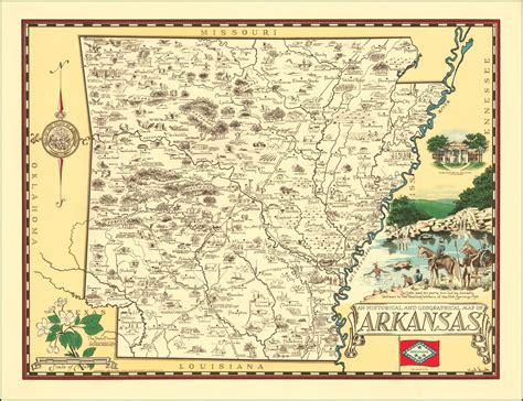 An Historical And Geographical Map Of Arkansas Barry Lawrence