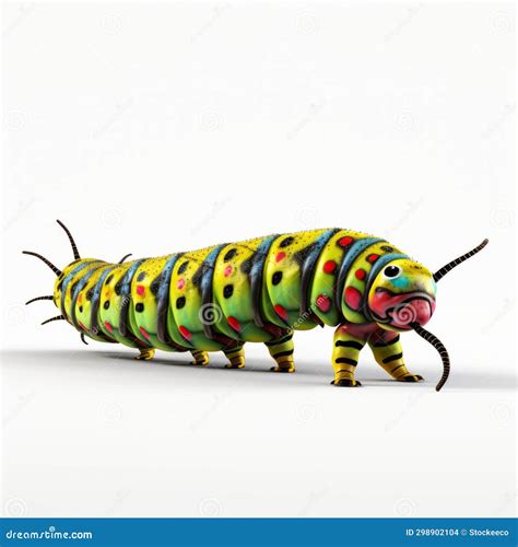 Colorful Caterpillar Sculpture Realistic And Hyper Detailed Artwork Stock Illustration