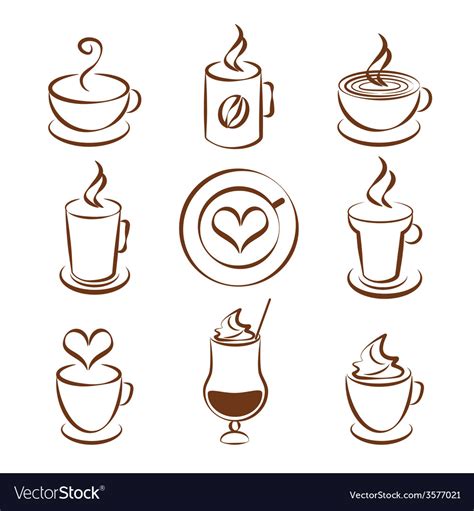 Set Of Coffee Cup Symbols Royalty Free Vector Image