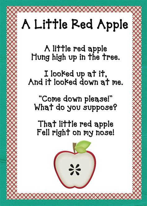 Preschool Poems Preschool Apple Theme Apple Activities Kids Poems