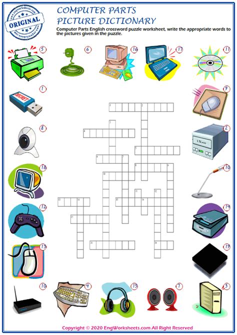 Computer Parts Crossword Puzzle Worksheet