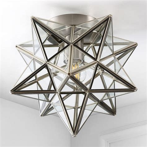 Stella Moravian Star Single Light Flush Mount Ceiling Fixture Nickel