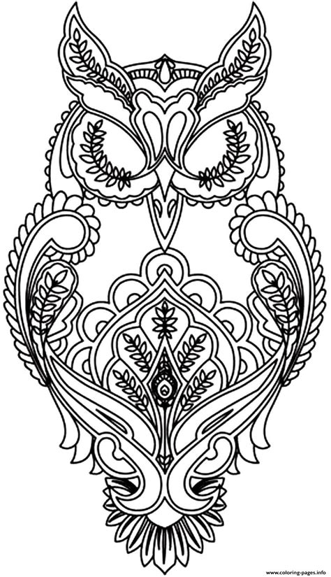 Adult Difficult Owl Coloring Page Printable