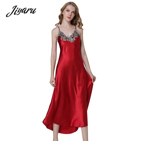 summer sexy silk long nightgowns for women lingerie ladies night dress v neck night gown plus