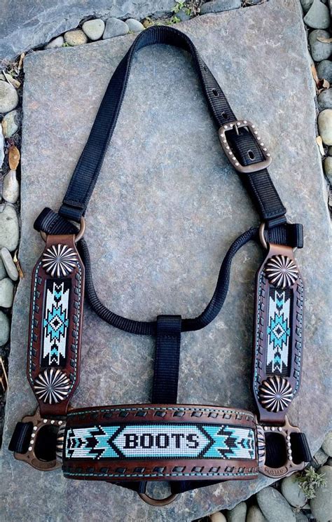 Custompersonalized Leather Beaded Horse Halter Deluxe Etsy Bead