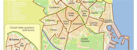 Map Of Valencia Spain Neighborhoods