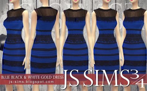 Js Sims 4 Blue Black And White Gold Dress Sims 4 Downloads