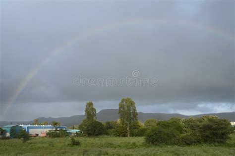 Beautiful Rainbow Landscape With Rainbow Stock Photo Image Of