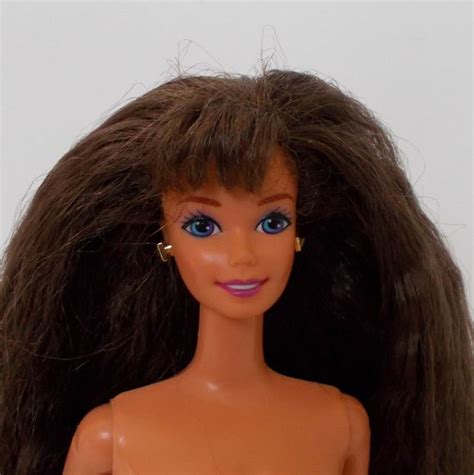 Earring Magic Brunette Barbie Doll Crimped Hair Bangs Etsy Crimped Hair Brunette