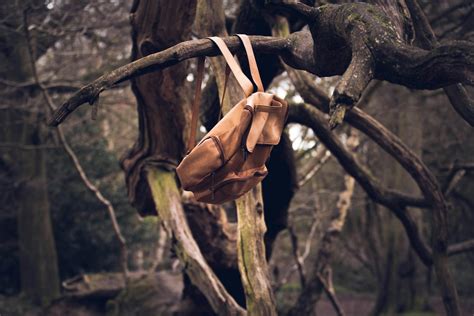 Brown Knapsack Hanging From A Branch · Free Stock Photo
