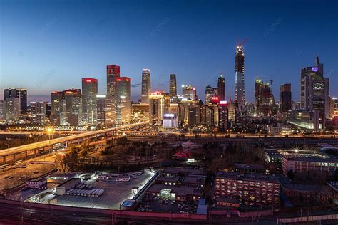 Night View Of Beijing International Trade Cbd Background Beijing