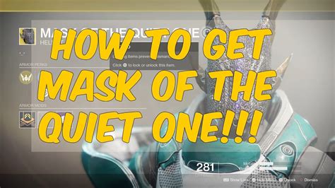 Destiny 2 How To Get Mask Of The Quiet One Youtube