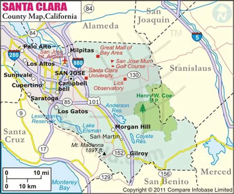 Santa Clara County Map Of Santa Clara County California