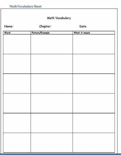 Blank Vocabulary Worksheet Template Beautiful Ms Word Personal Tasks To