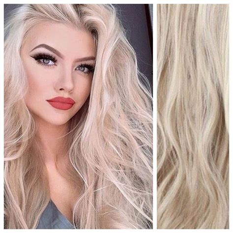 Ash Blonde With Platinum Blonde Highlights Remy Hair Extensions ONLY Platinum Blonde