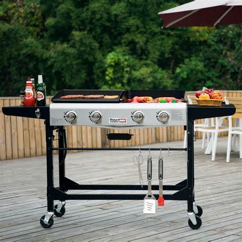 Portable Propane Gas Grill Griddle Combo Flat Top 4 Burner Outdoor