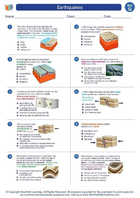 Earthquakes. 7th Grade Science Worksheets and Answer key, Study Guides
