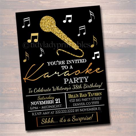 karaoke party invitation tidylady printables